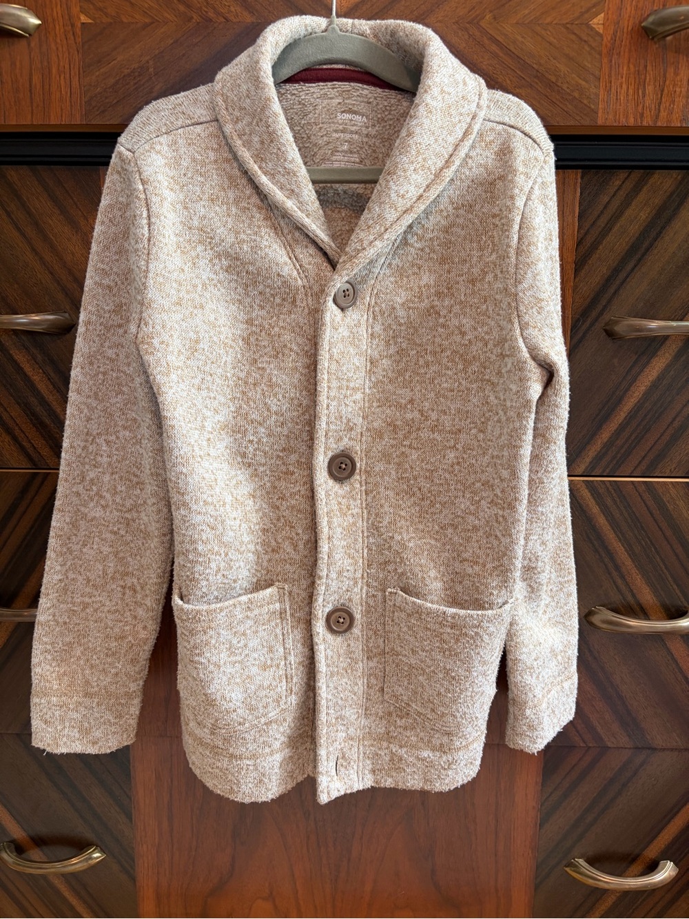 Sonoma Supersoft Sherpa-Lined Jacket - Beige with Burgundy Trim